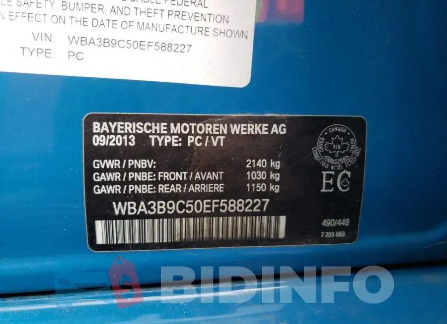 WBA3B9C50EF588227 Photo# 13