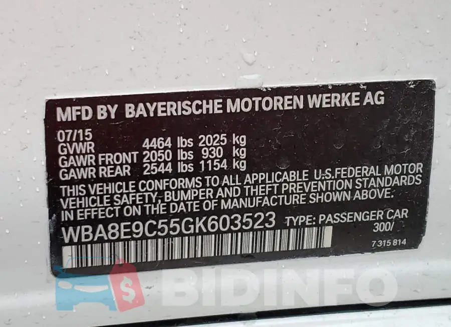 WBA8E9C55GK603523 Photo# 12
