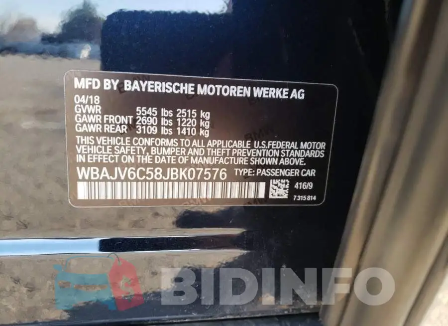 WBAJV6C58JBK07576 Photo# 13