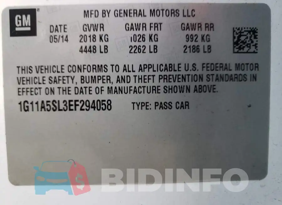 1G11A5SL3EF294058 Photo# 13