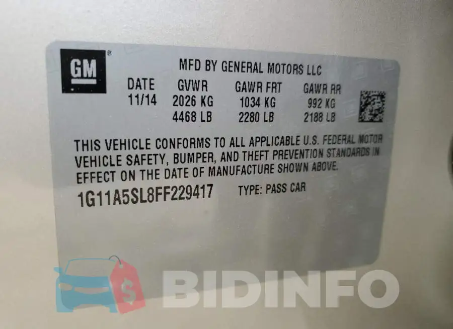 1G11A5SL8FF229417 Photo# 12