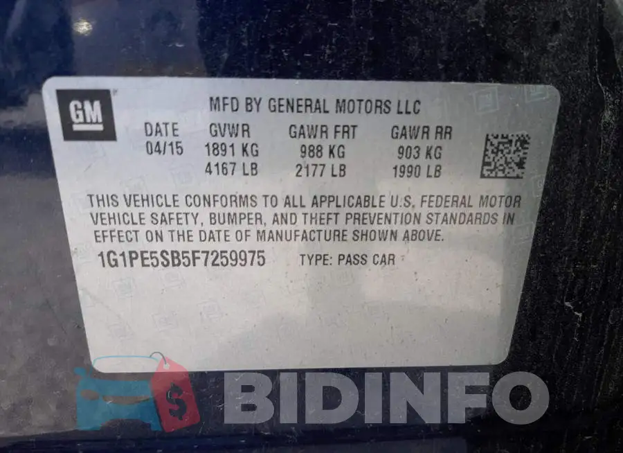 1G1PE5SB5F7259975 Photo# 12