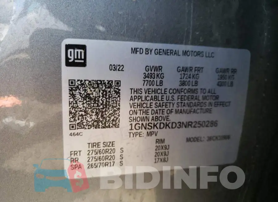 1GNSKDKD3NR250286 Photo# 13