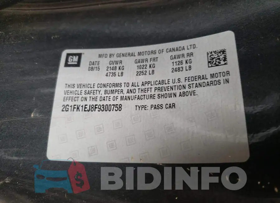 2G1FK1EJ8F9300758 Photo# 10