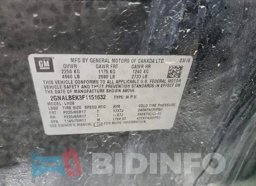 2GNALBEK3F1151632 Photo# 13
