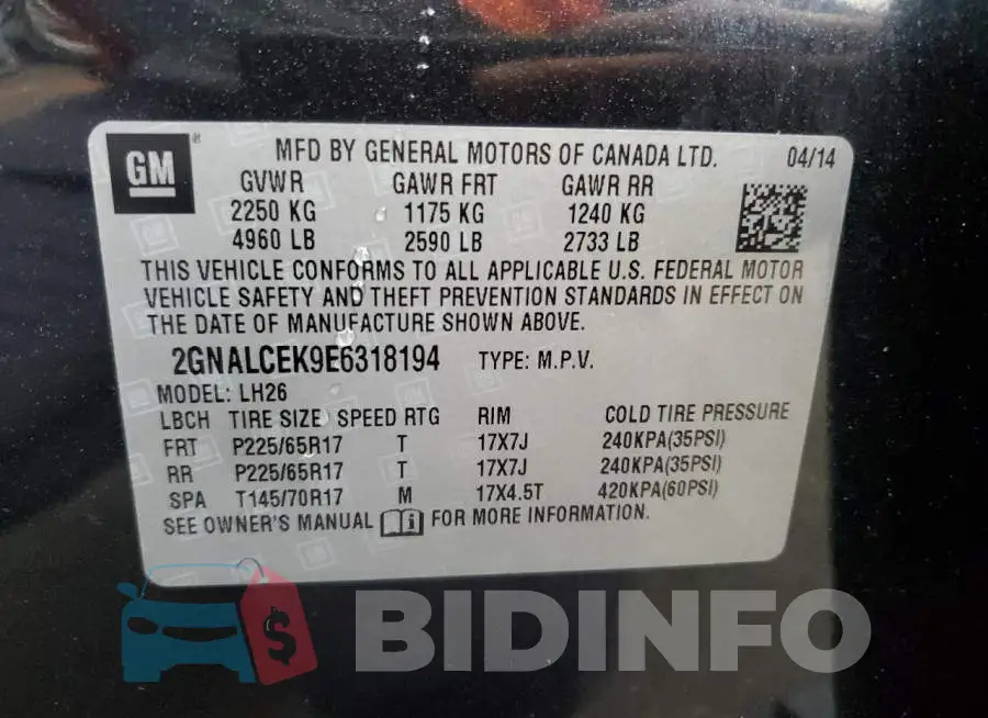 2GNALCEK9E6318194 Photo# 13