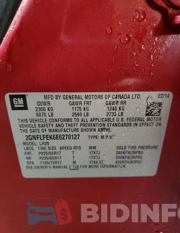 2GNFLFEK6E6270127 Photo# 12