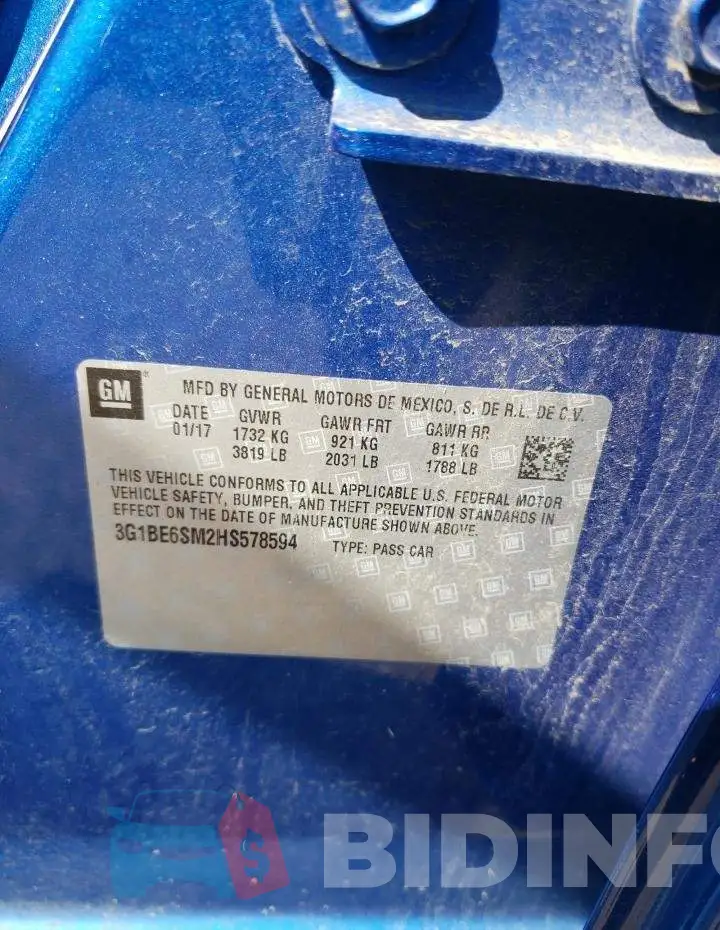 3G1BE6SM2HS578594 Photo# 10