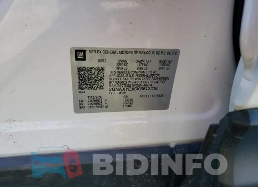 3GNAXYEX6KS612419 Photo# 12