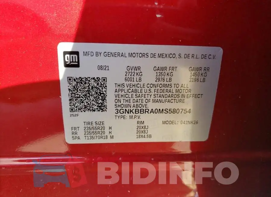 3GNKBBRA0MS580754 Photo# 13