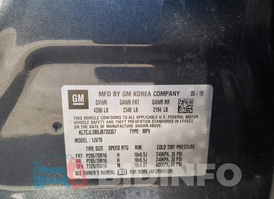 KL7CJLSB5JB720357 Photo# 13