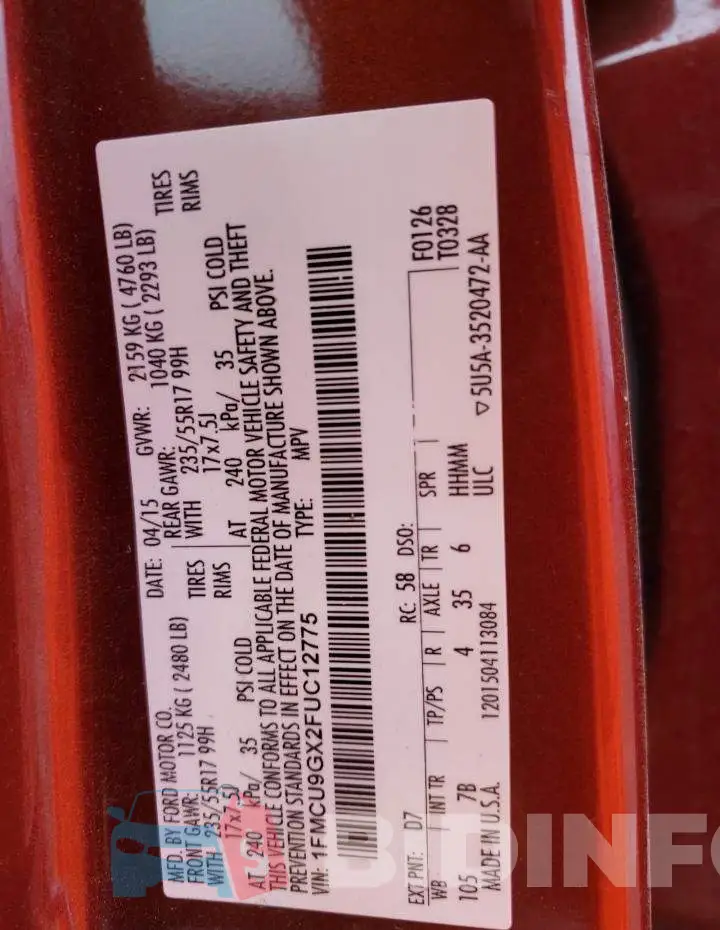 1FMCU9GX2FUC12775 Photo# 13