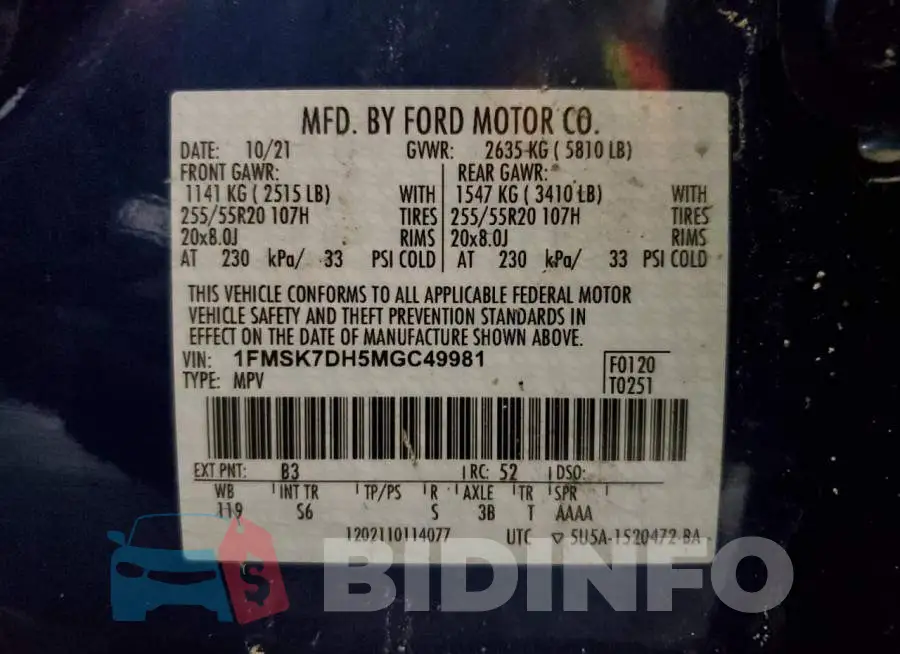 1FMSK7DH5MGC49981 Photo# 14