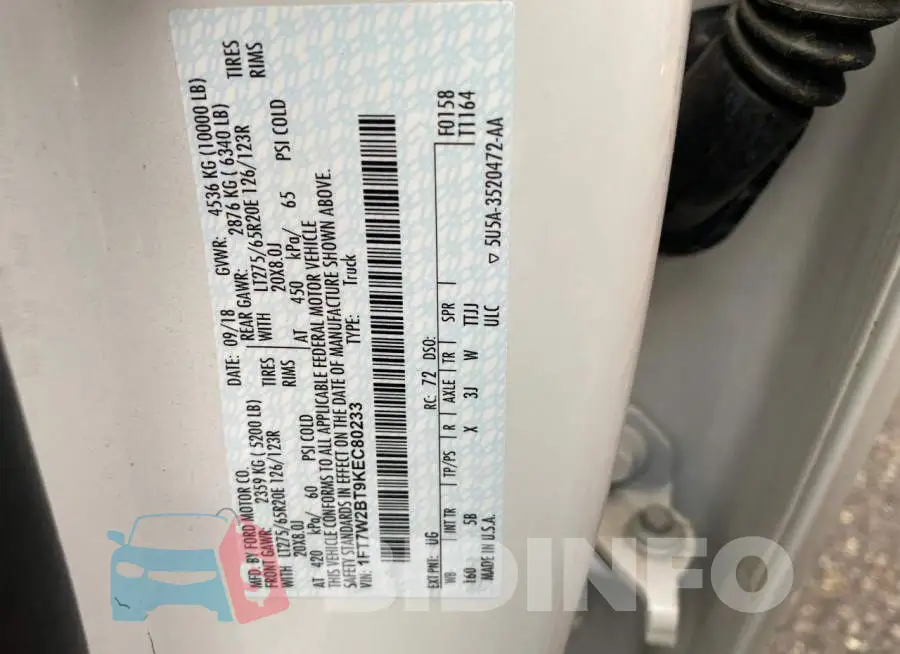 1FT7W2BT9KEC80233 Photo# 10