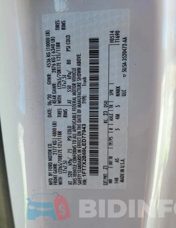 1FT7X2B69LED77943 Photo# 10