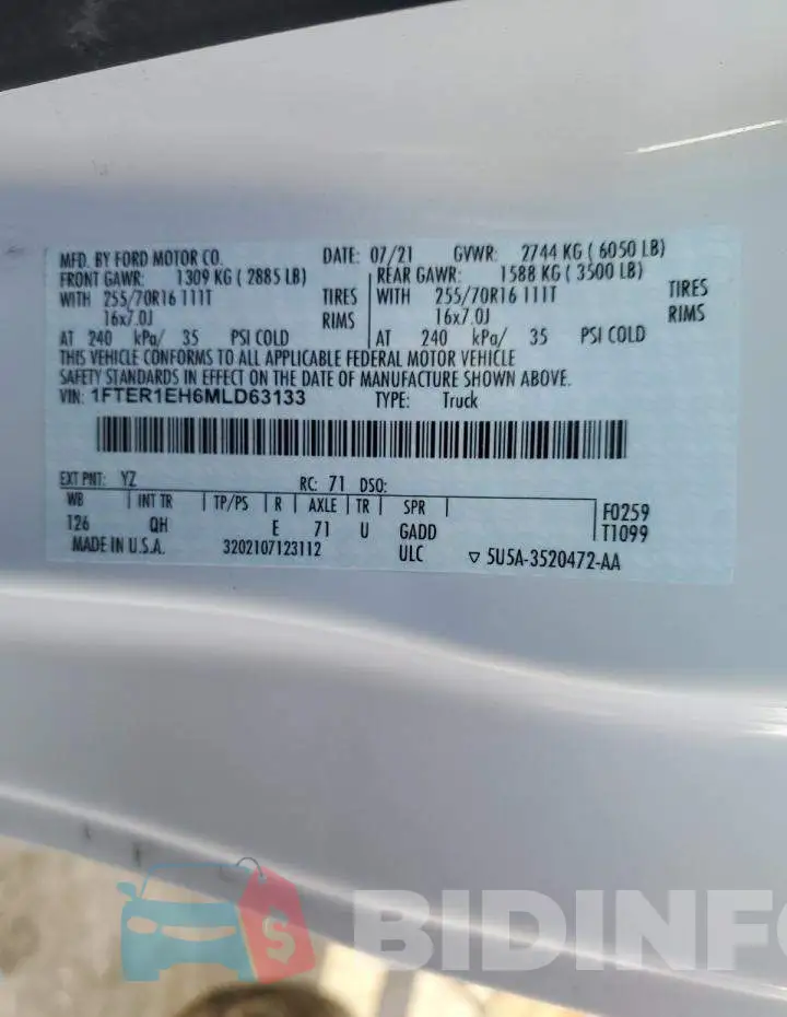 1FTER1EH6MLD63133 Photo# 12