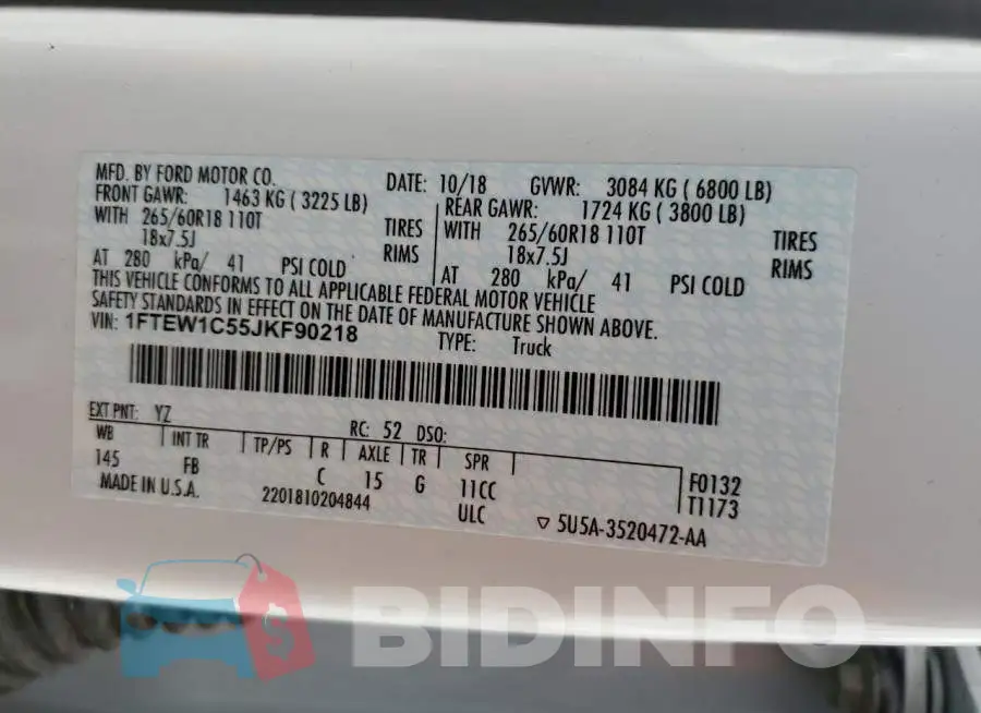1FTEW1C55JKF90218 Photo# 12