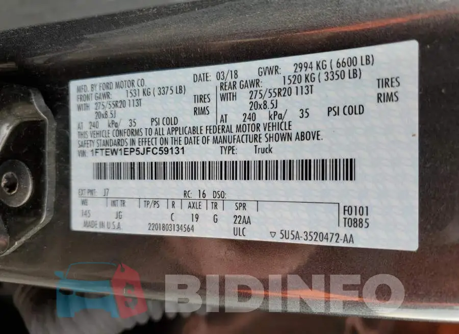 1FTEW1EP5JFC59131 Photo# 12