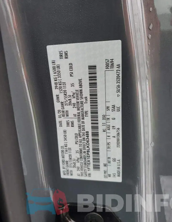 1FTEX1EP8LKD63488 Photo# 12