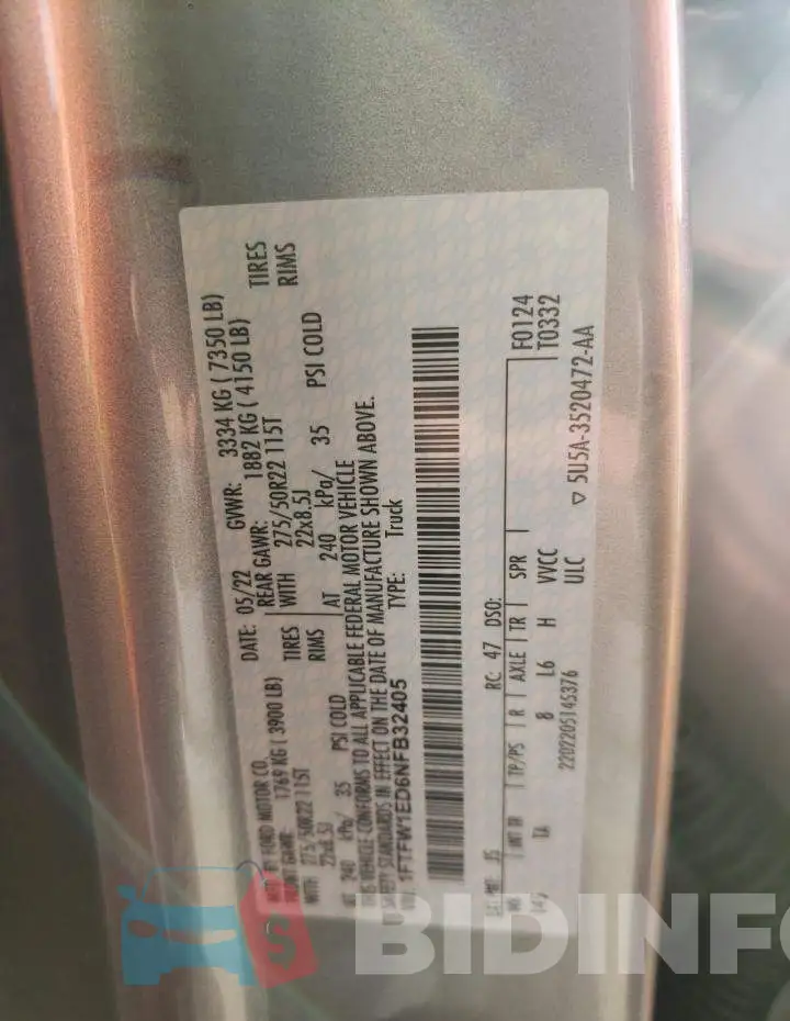 1FTFW1ED6NFB32405 Photo# 13