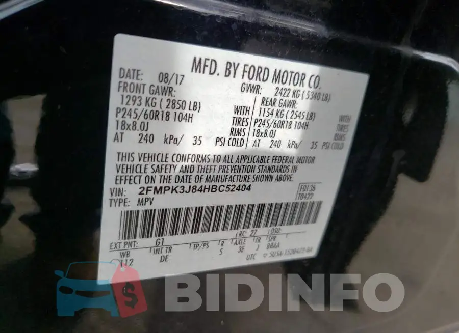 2FMPK3J84HBC52404 Photo# 10