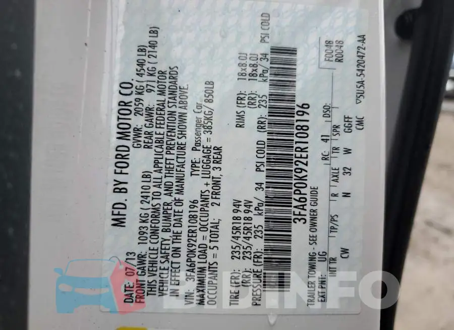3FA6P0K92ER108196 Photo# 12