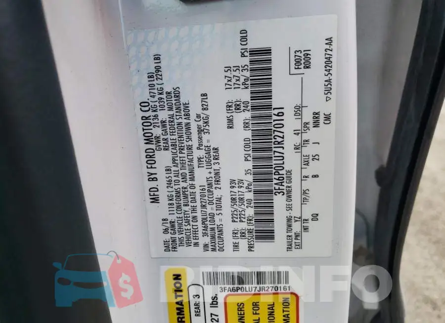 3FA6P0LU7JR270161 Photo# 12