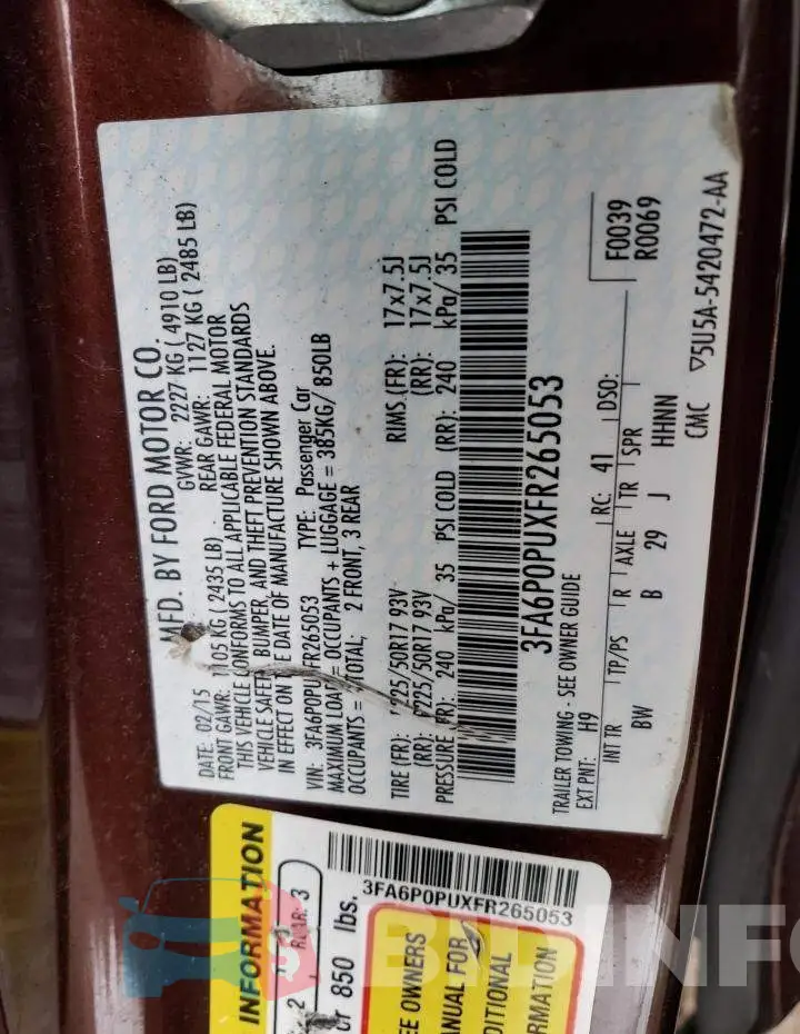 3FA6P0PUXFR265053 Photo# 13