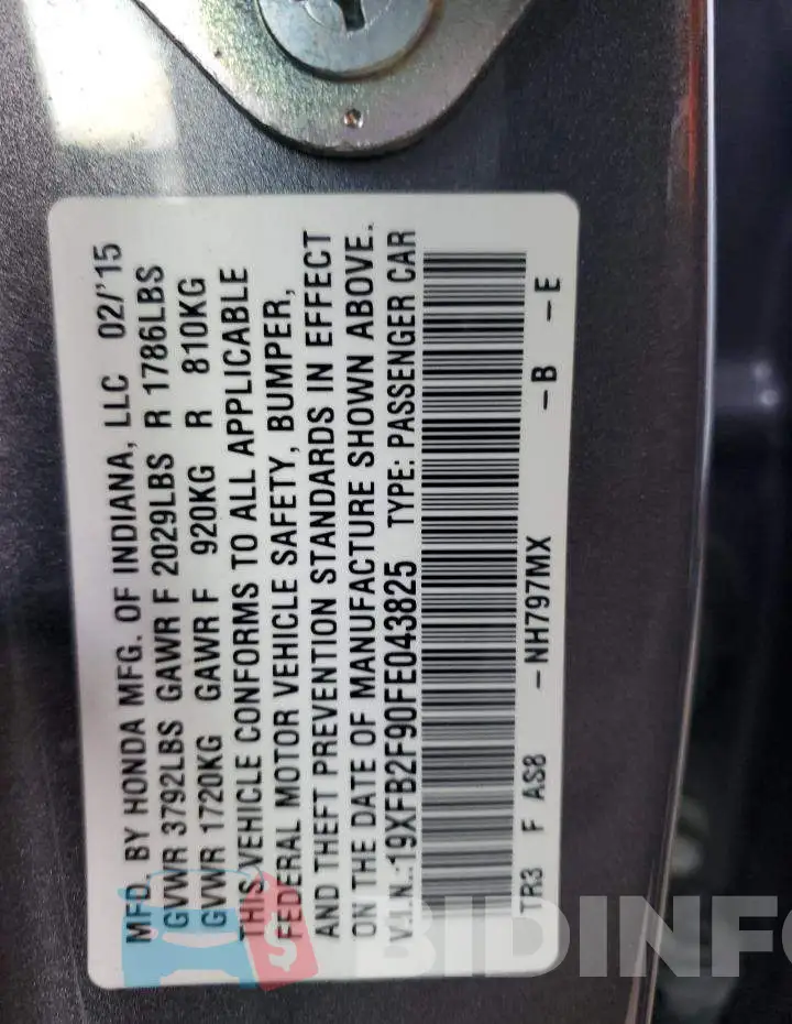 19XFB2F90FE043825 Photo# 13