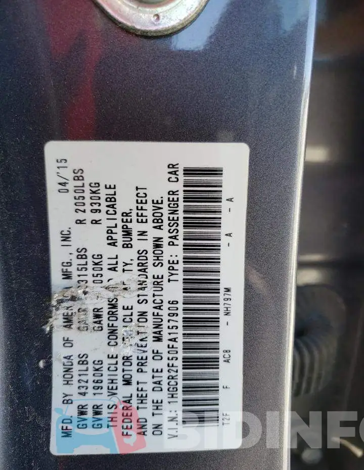 1HGCR2F50FA157906 Photo# 13