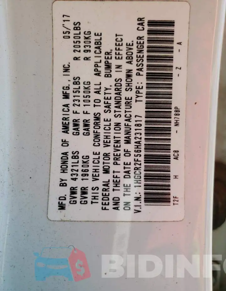 1HGCR2F56HA231817 Photo# 13