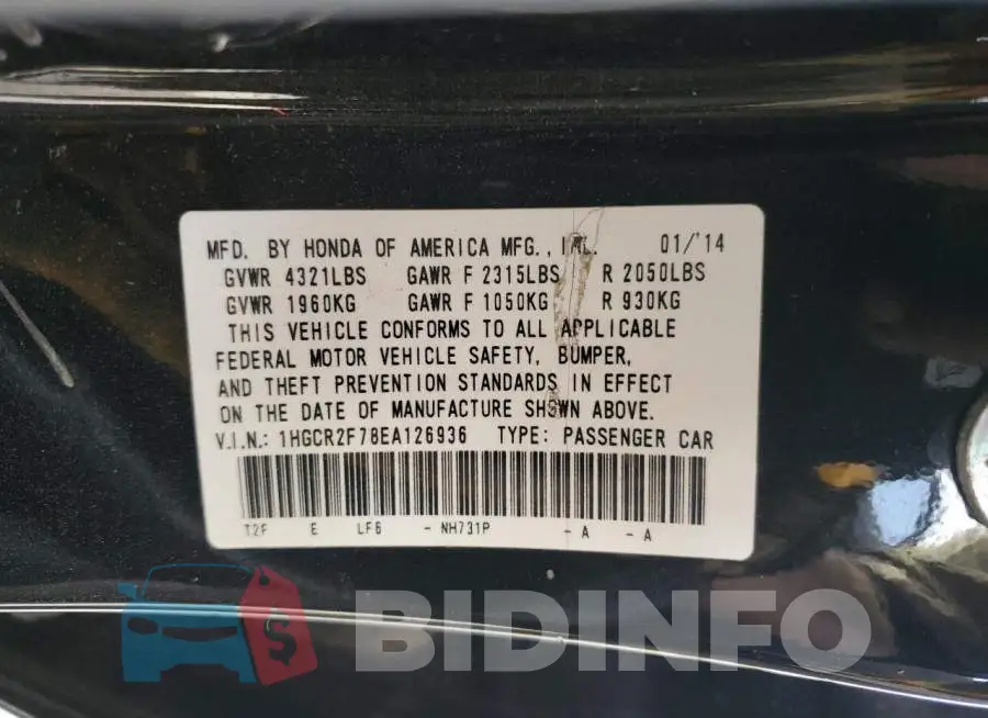 1HGCR2F78EA126936 Photo# 13
