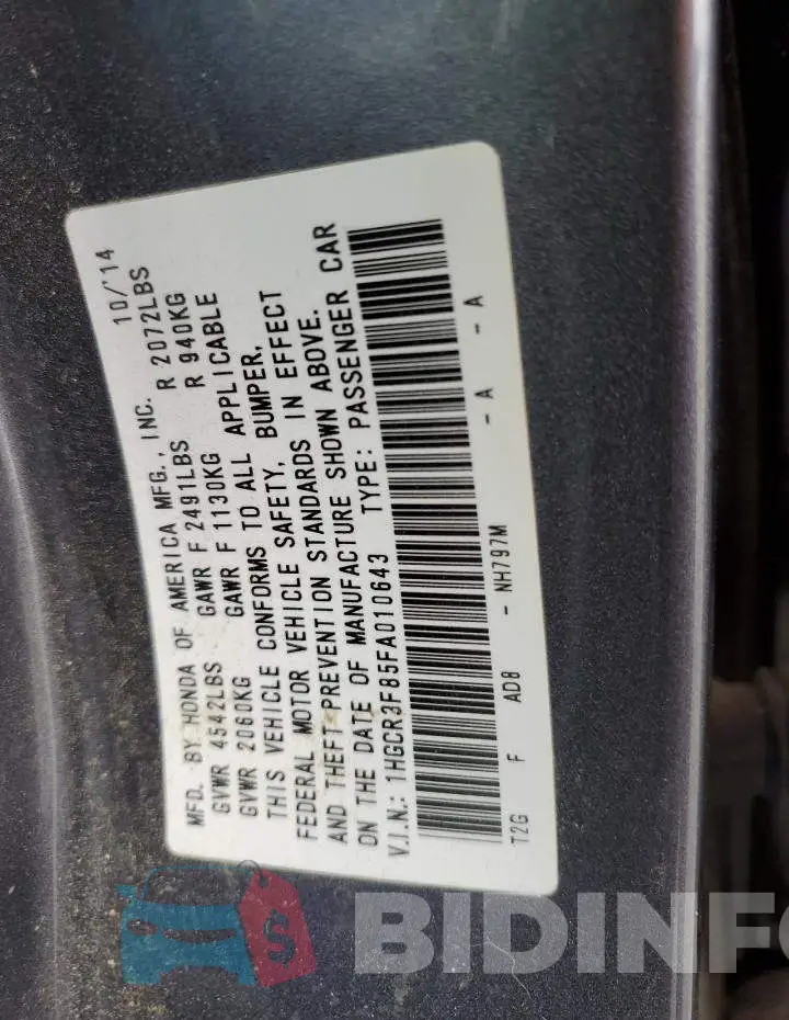 1HGCR3F85FA010643 Photo# 12