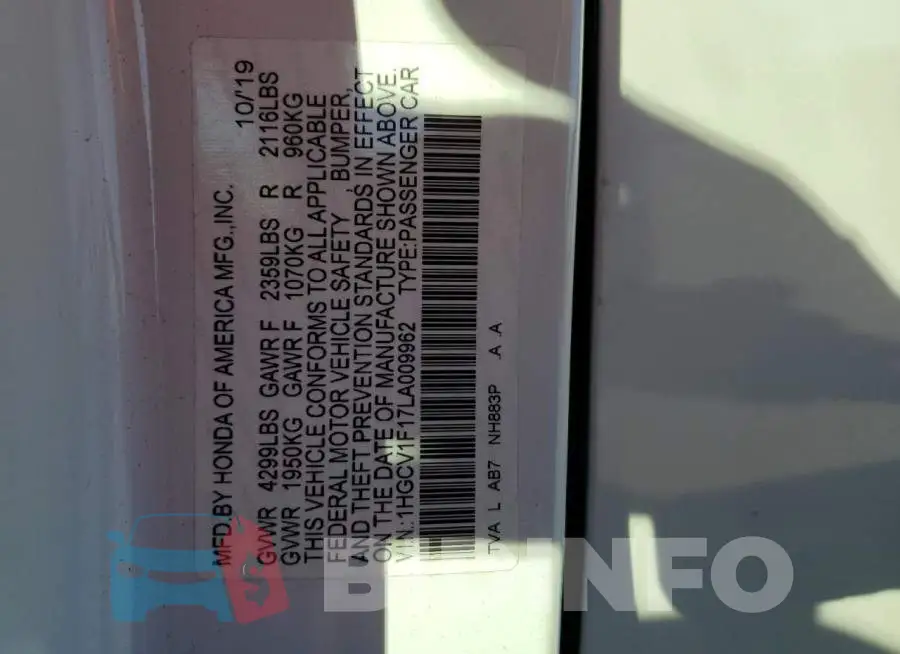 1HGCV1F17LA009962 Photo# 12