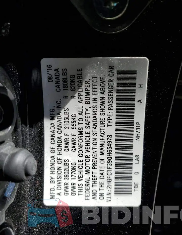 2HGFC1F39GH654978 Photo# 12