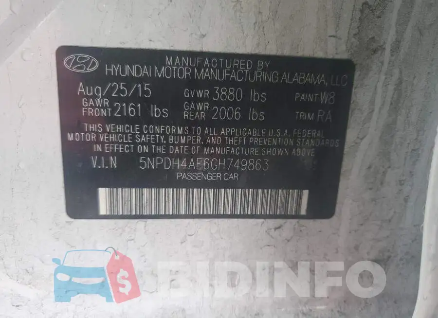 5NPDH4AE6GH749863 Photo# 12