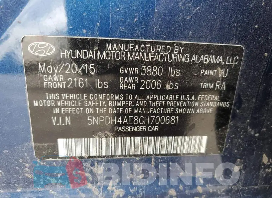 5NPDH4AE8GH700681 Photo# 12