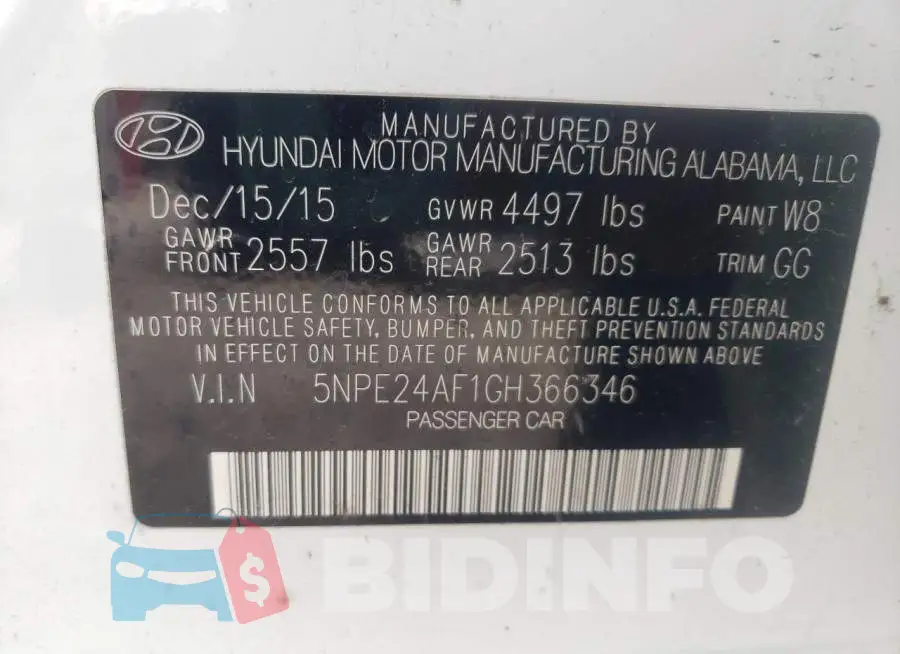 5NPE24AF1GH366346 Photo# 12