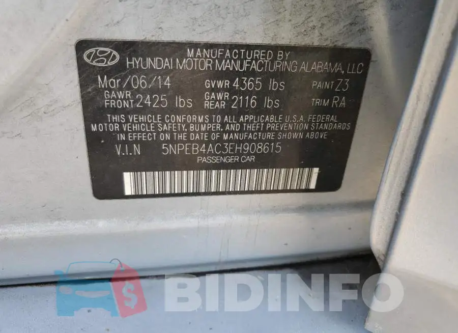 5NPEB4AC3EH908615 Photo# 12