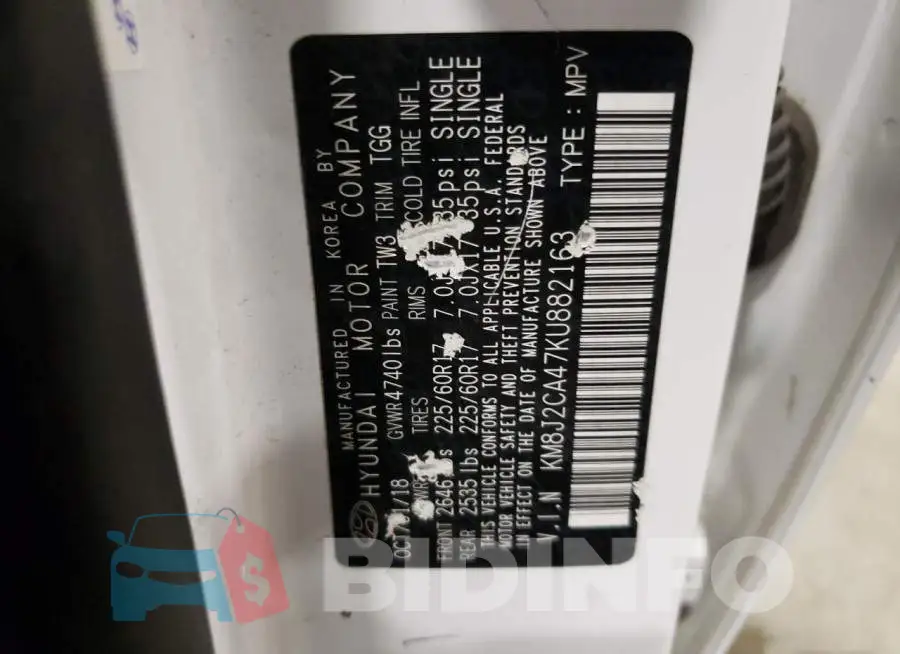 KM8J2CA47KU882163 Photo# 13