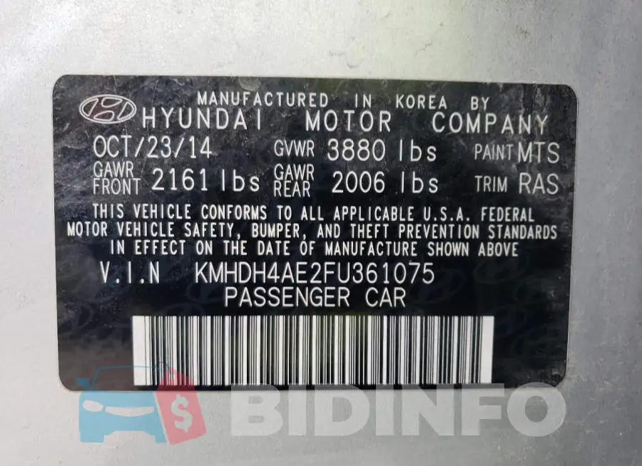 KMHDH4AE2FU361075 Photo# 12