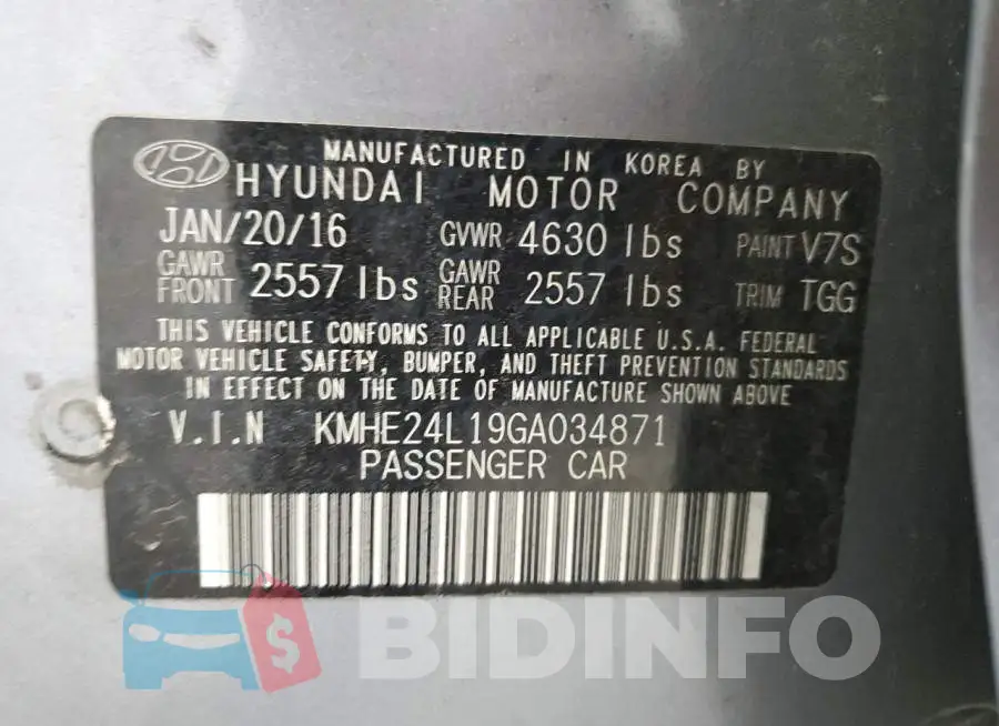 KMHE24L19GA034871 Photo# 12