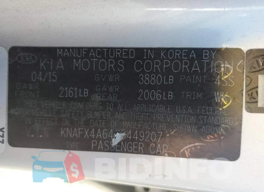 KNAFX4A64G5449207 Photo# 12