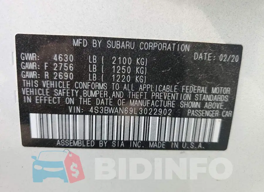 4S3BWAN69L3022902 Photo# 12