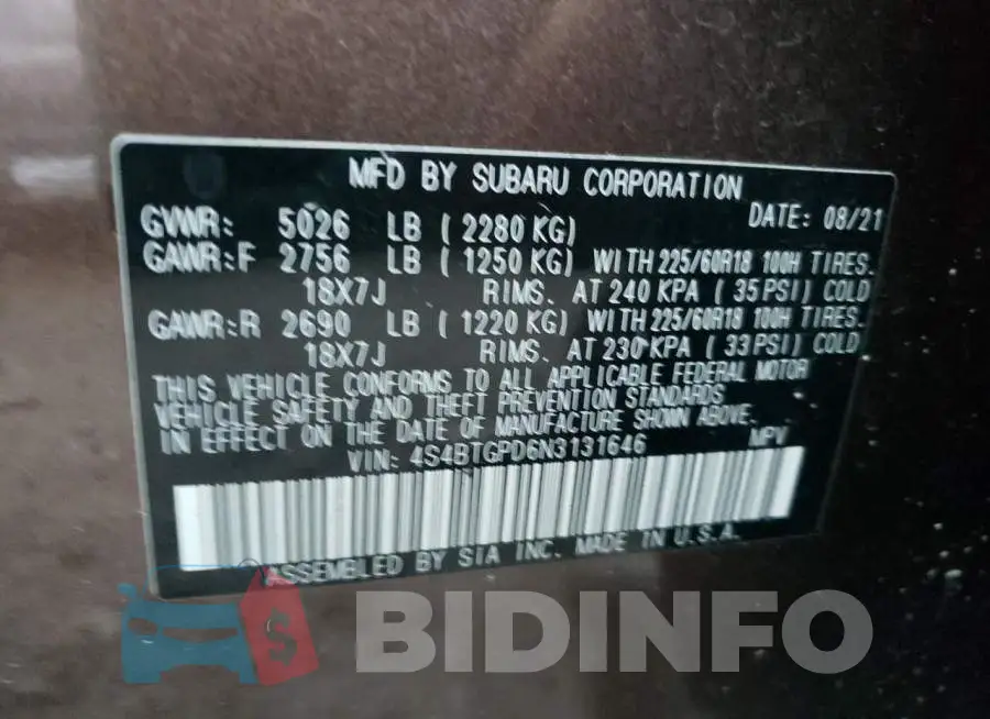 4S4BTGPD6N3131646 Photo# 13