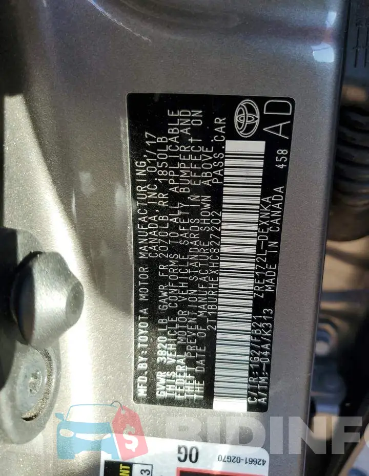 2T1BURHEXHC827202 Photo# 12