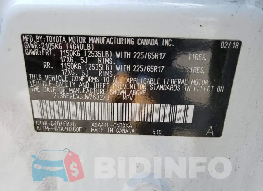 2T3BFREV5JW763273 Photo# 12