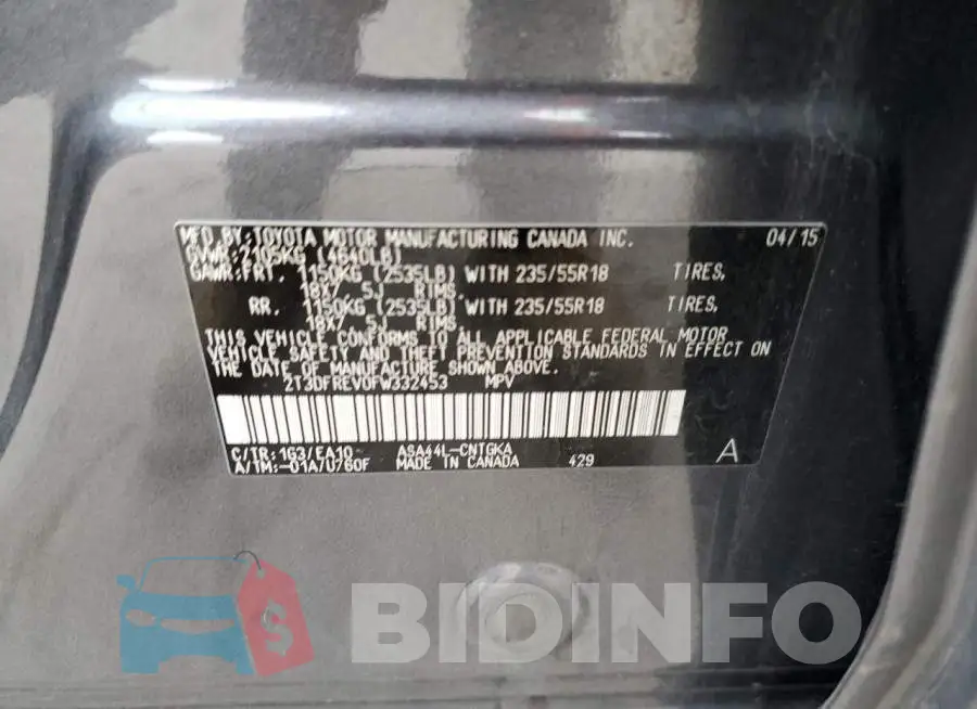 2T3DFREV0FW332453 Photo# 13