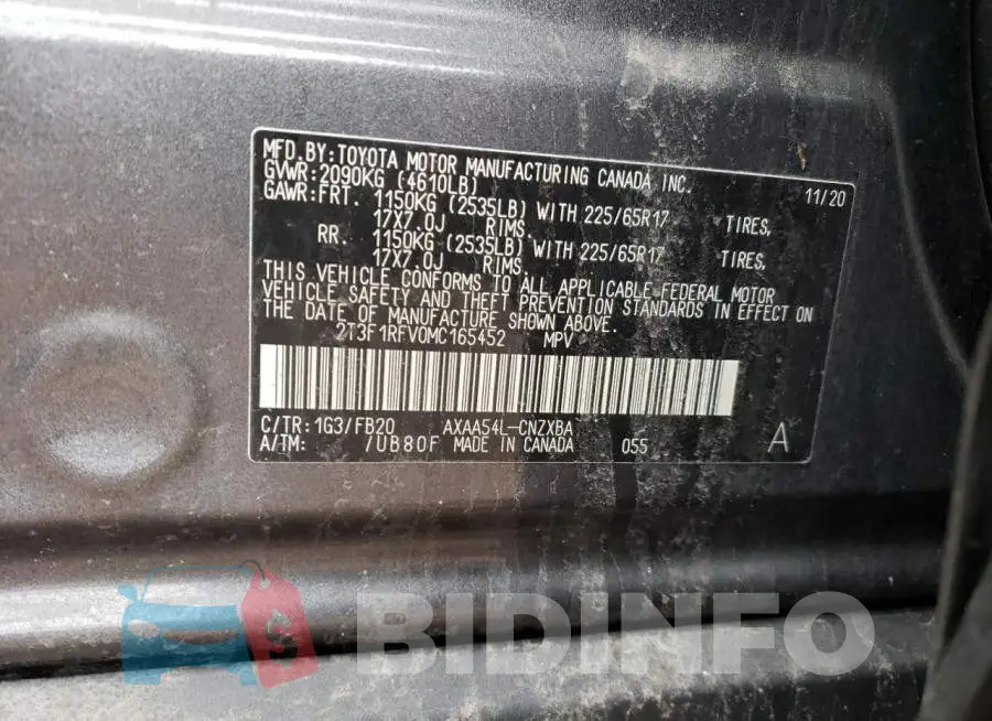 2T3F1RFV0MC165452 Photo# 12