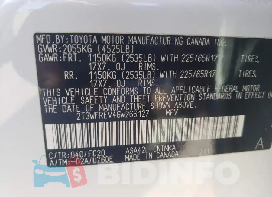 2T3WFREV4GW266127 Photo# 14